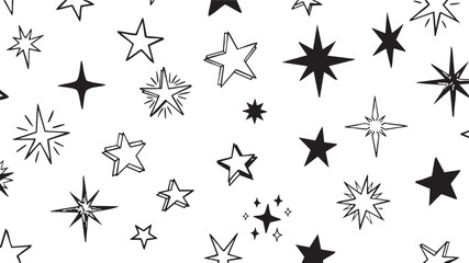 Grunge Hand-Drawn Star Set: Black & White Sketch Star Design Elements