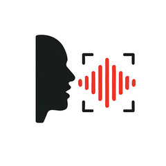 Vector illustration of human head speaks. Icon of voice recognition.new