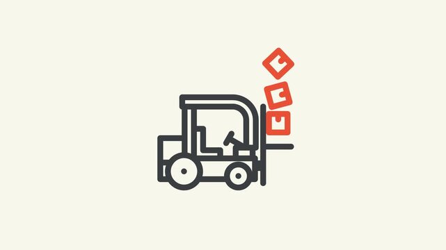 Forklift animated icon is ideal for industrial, logistics, and transportation presentations, websites, and animated videos requiring a dynamic visual, Loop HD video with alpha channel.