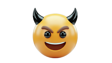 Devil Emoji Smiling on White Background