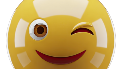 Winking Emoji Face on White Background