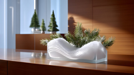 A streamlined interior emphasizes a modern minimalist home office with clarity