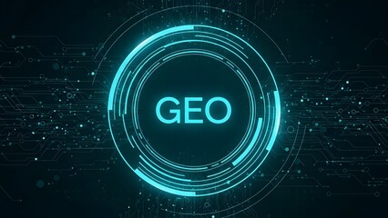 Digital aeronautical engineering optimization concept with bright glowing aeo text on futuristic technology background