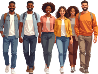 Happy group of young friends standing together smiling