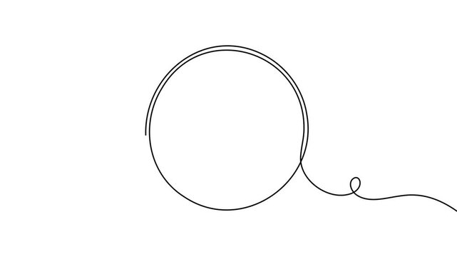 Circle round shape continuous one line drawing on white background minimalist  geometric 4k animation video