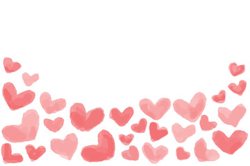ふんわり水彩ハート素材シリーズ｜ハートいっぱいフッター（ピンク・赤）
Fluffy Watercolor Heart Series | Heart Pattern Footer (Pink & Red)