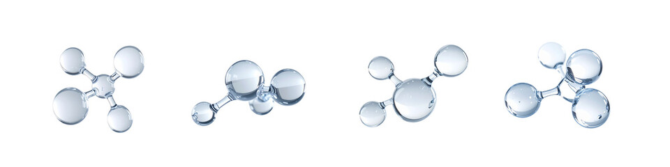 透明分子構造が浮遊する美容科学イメージ ジェネレーティブAI