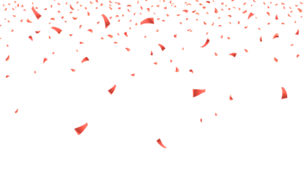 Red petal cascade on white background