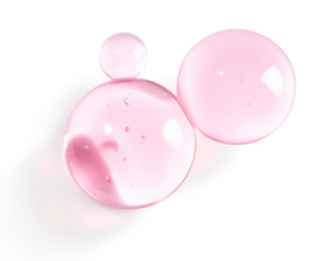 保湿イメージを高めるプルプルピンク水滴 背景透明 光の反射 ジェネレーティブAI