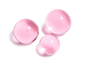 スキンケア発想のプルプル美容水滴 ピンク 背景透明 光沢表現 ジェネレーティブAI