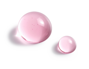 プルプル質感の美容・保湿ピンク水滴 背景透明 ハイライト光 ジェネレーティブAI