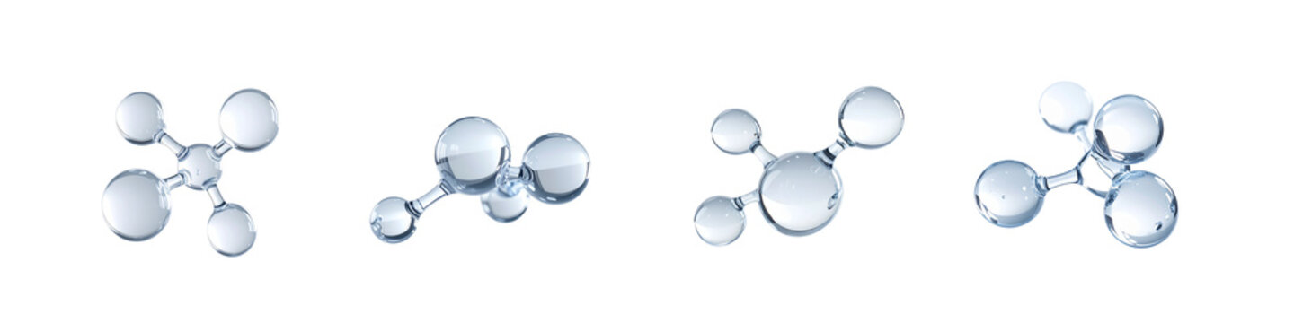 透明分子構造が浮遊する美容科学イメージ ジェネレーティブAI