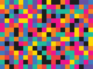 Multicolored pixelated pattern with detailed squares on