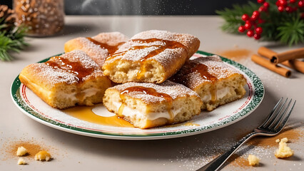 Classic Brazilian Rabanada Served as a Traditional Christmas Dessert
