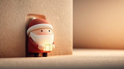 cute santa claus with christmas gift box