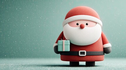 cute santa claus with christmas gift box