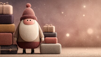 cute santa claus with christmas gift box