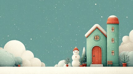 christmas greeting card with snowman