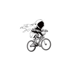 Fototapeta premium Grim Reaper riding a bmx bike hand drawn