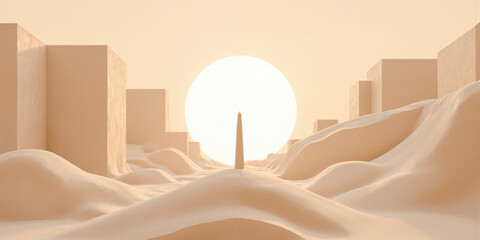 Clay beige to cool taupe gradient with a single smooth elevation bump and light halo, metaphor for peak performance, brand