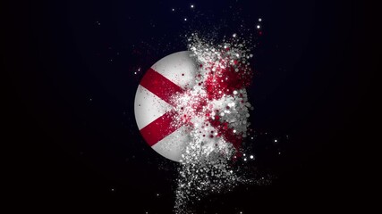Alabama Flag Icon Animation Emerging from Particle Dust Explosion