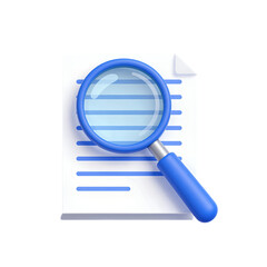 Blue Magnifying Glass on White Document