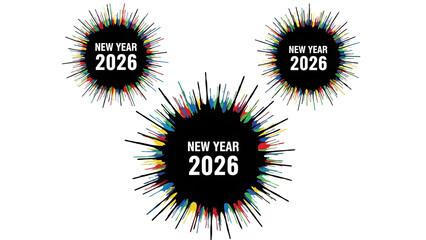 Fototapeta premium New year 2026 colorful splatter design on white background