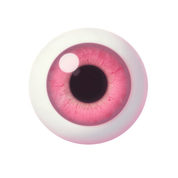 Close-up of a pink human eye with a reflection