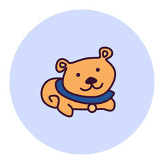 Funny Doodle Animal Circle Sticker Element