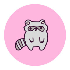 Funny Doodle Animal Circle Sticker Element