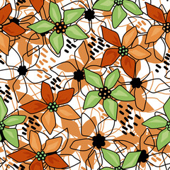Floral multicolored sketch retro autumn 