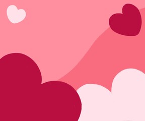 Abstract Pink and Red Love Background with Heart Shapes