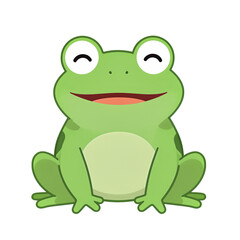 Obraz premium Cute cartoon frog with big smiling face