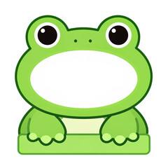 Obraz premium Cute green cartoon frog with large eyes