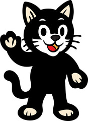 Cute Cartoon Black Cat Character Set in Various Poses