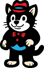 Cute Cartoon Black Cat Character Set in Various Poses