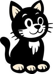 Cute Cartoon Black Cat Character Set in Various Poses