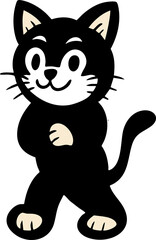 Cute Cartoon Black Cat Character Set in Various Poses