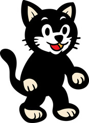 Cute Cartoon Black Cat Character Set in Various Poses