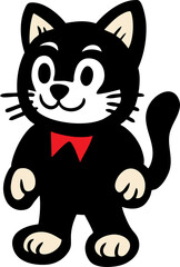 Cute Cartoon Black Cat Character Set in Various Poses