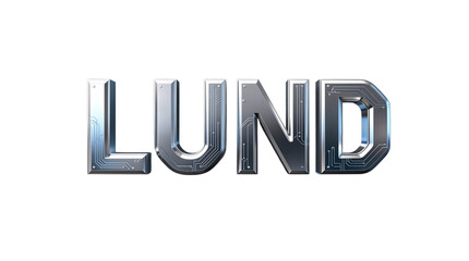 Futuristic Metallic Text Reading LUND