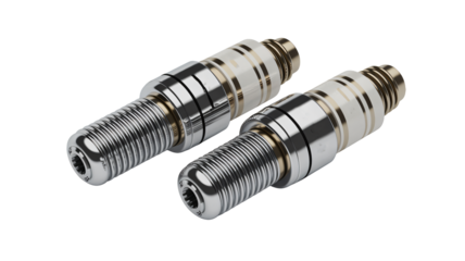 Metal Fittings, Silver, Threaded and Isolated on White