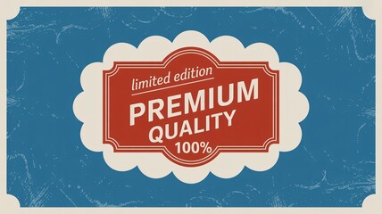 Premium Quality Limited Edition Label on Blue Background
