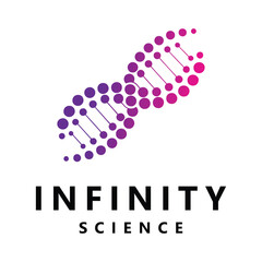 DNA vector logo design in the shape of a colorful infinity