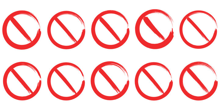 No symbol prohibition sign illustration. Red circle with diagonal slash, general ban icon, empty no entry symbol vector. Universal prohibition graphic for warning, safety. Red circle