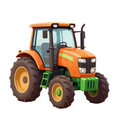 Obraz premium Orange Tractor Illustration with Large Wheels
