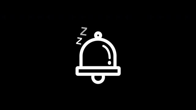 Do Not Disturb Notification Bell Icon Animation, Sleeping Mode Zzz Outline Style. Alpha Channel