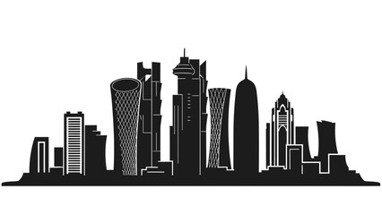 Fototapeta premium Doha, Qatar skyline silhouette vector