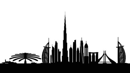 Iconic Dubai City Skyline Silhouette A Snapshot of Modern Architecture and Landmarks
