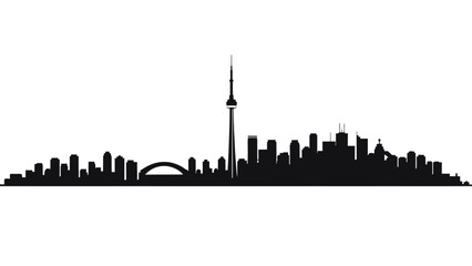 Naklejka premium Iconic City Skyline Silhouette of Toronto, Canada's Vibrant Metropolis at Dusk